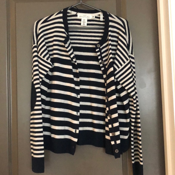 H&M Tops - Navy and cream striped button cardigan H&M small
